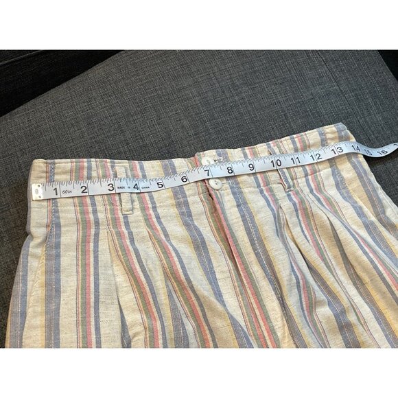 Vintage 80s KG Classics High Waisted Vertical Stripe Pastel Bermuda Shorts Sz 12 - Picture 7 of 9